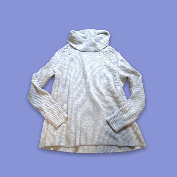 Lane Bryant Heather Grey Wool Blend Oversized Cowl Neck Knit Sweater Size 18/20 - Picture 1 of 4